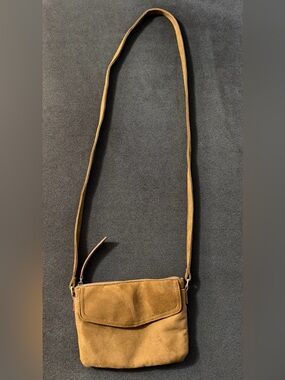 Express Tan Suede Crossbody Bag